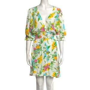 Faithfull the Brand White Yellow Floral Classic Casual Feminine Mini Dress 4